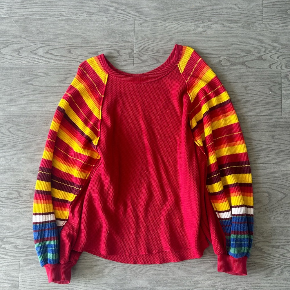 We the Free Sweater w/ Multicolor Sleeves